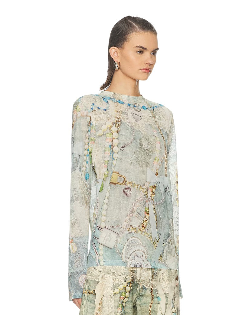 Acne Studios Elway Printed Jersey T-shirt Blue Multi