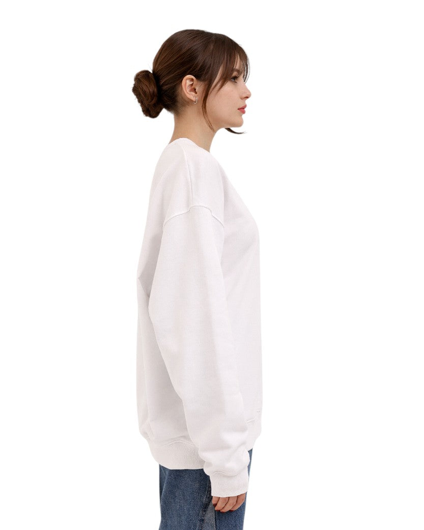 Acne Studios Metallic Face Oversized Cotton Sweater White