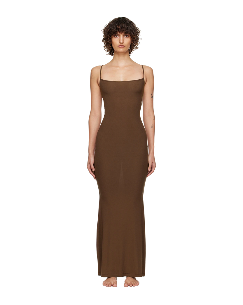 Skims Soft Lounge Long Slip Dress Cocoa