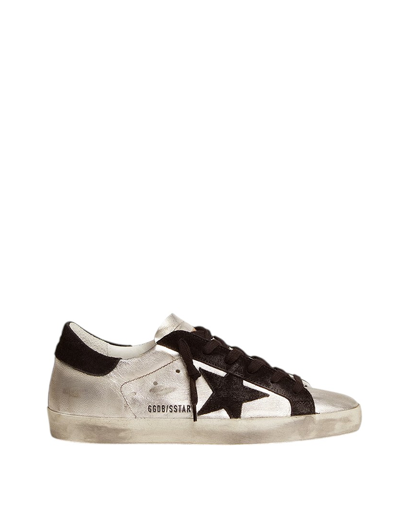 Golden Goose Super-Star in Silver Leather with Contrasting Inserts