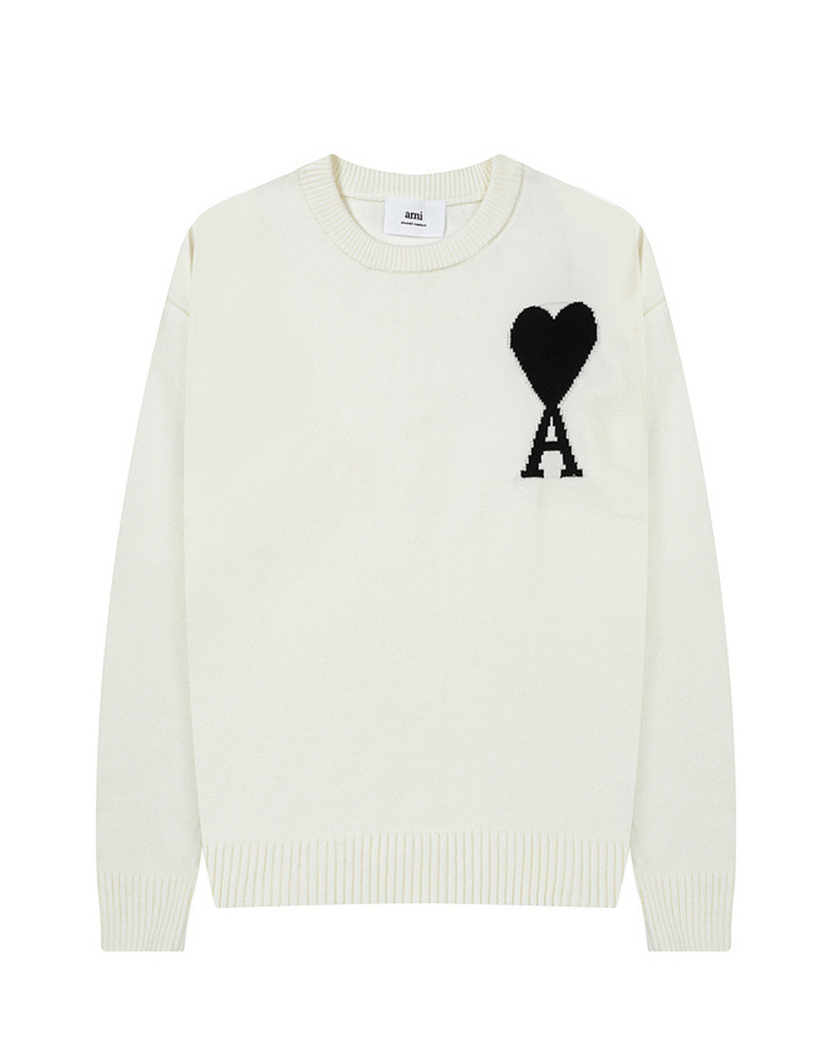 AMI Paris Ami De Coeur Oversize Sweater Off White — SSTORIES