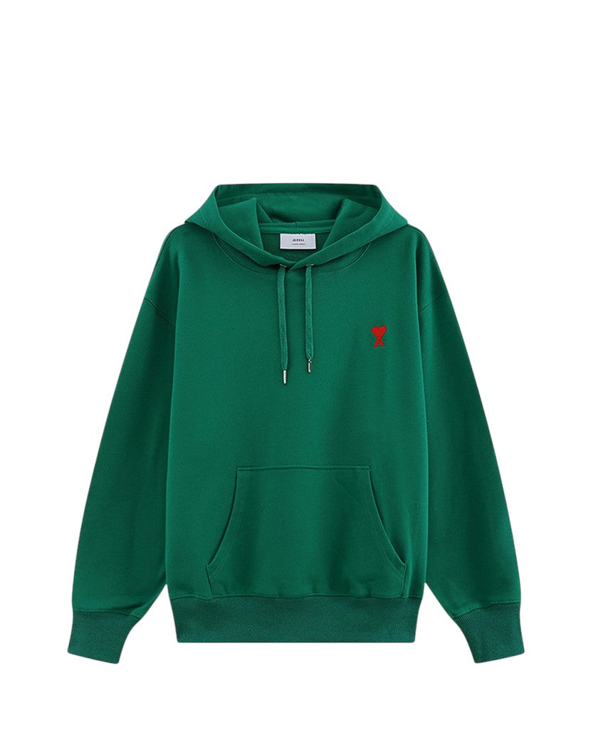 AMI Paris Ami de Coeur Small Heart Logo Hoodie Green
