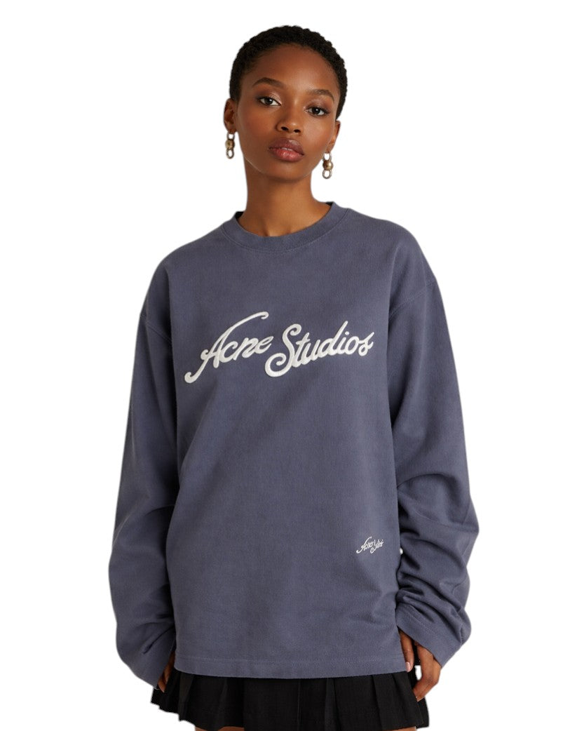 Лонгслів Acne Studios Exford Tourist Logo Long Sleeve Faded Grey