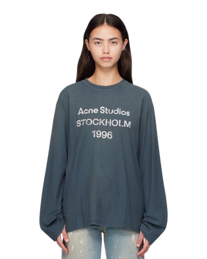 Acne Studios ロングスリーブ STOCK HOLM 1996 Лонгслів Acne Studios Stamp Logo Long Sleeve Deep Blue | SSTORIES