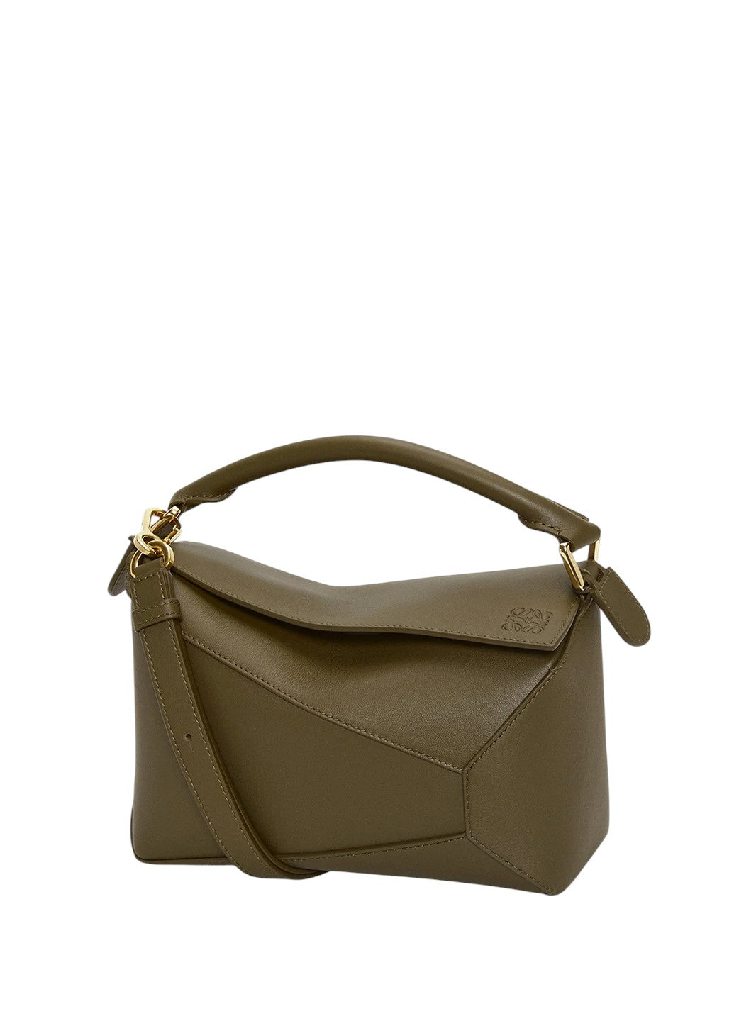 LOEWE レザーケース グリーンブラウン Сумка Loewe Small Puzzle Bag Classic Calfskin Dark Khaki Green