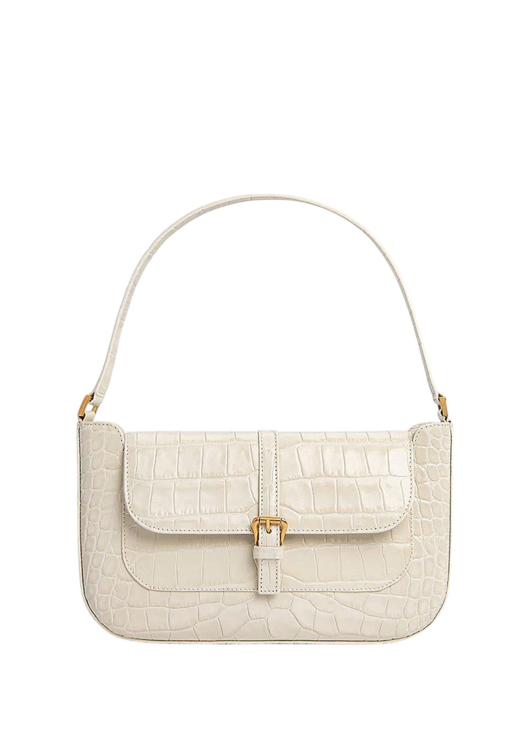 By Far Miranda Croco Embossed Leather Cream