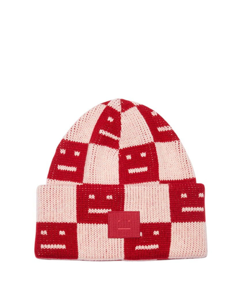 Acne Studios Rib knit beanie hat Deep red/faded pink