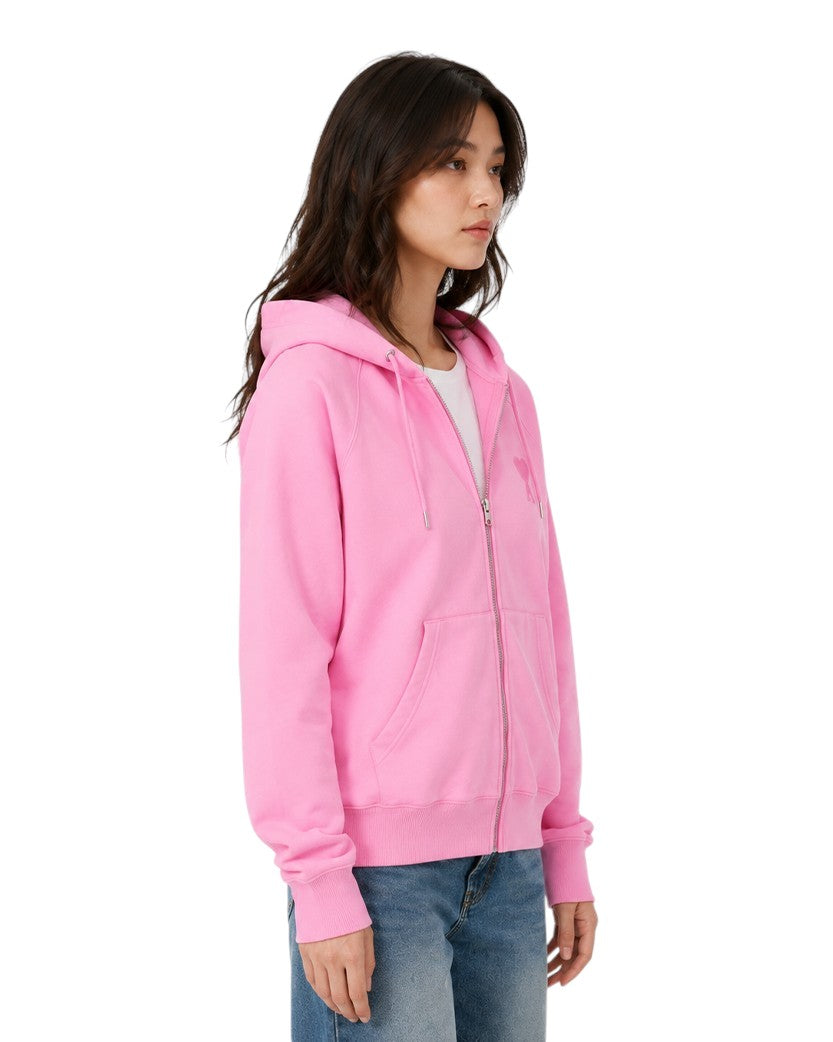 AMI Paris Ami De Coeur Zipped Hoodie Pink