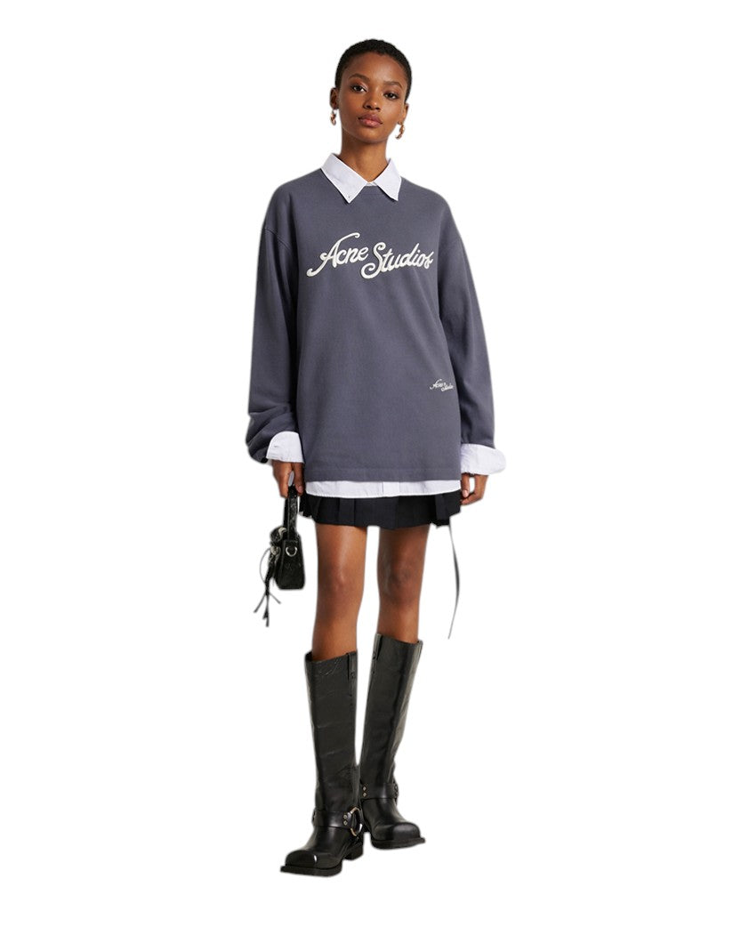 Лонгслів Acne Studios Exford Tourist Logo Long Sleeve Faded Grey