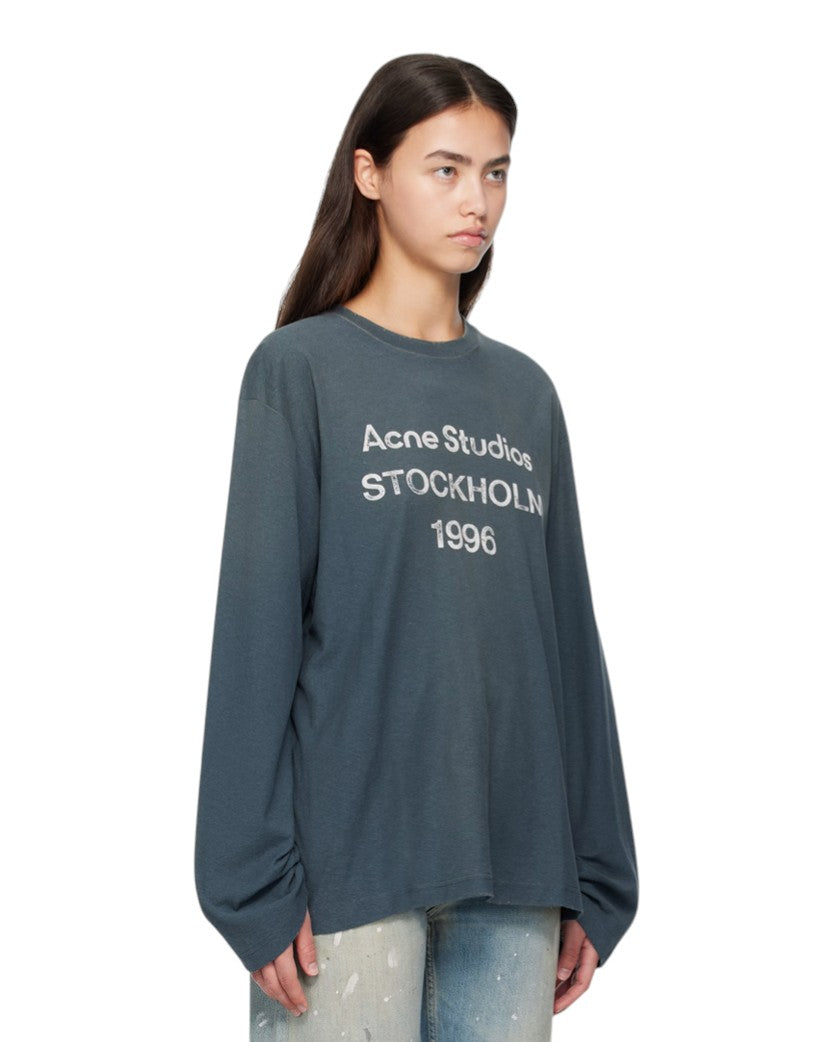 Лонгслів Acne Studios Stamp Logo Long Sleeve Deep Blue | SSTORIES