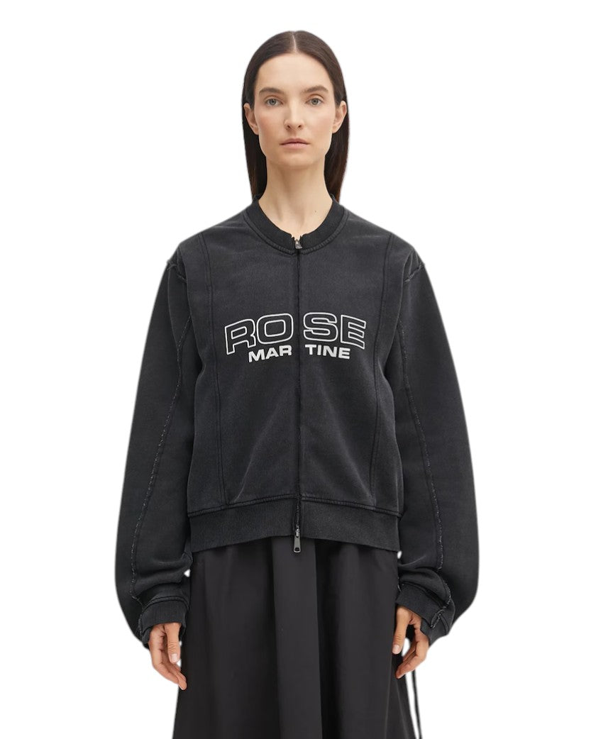 Martine Rose Shrunken Zip Up Logo Sweatshirt Black