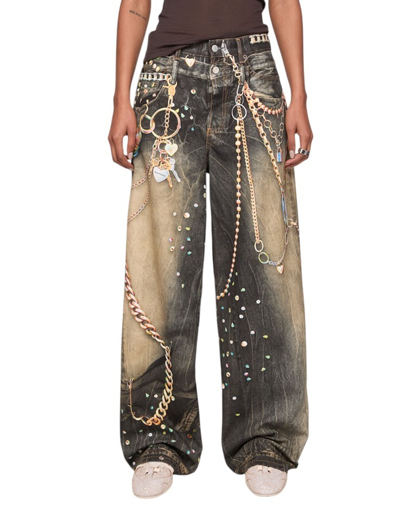 Acne Studios Trompe-L'Oeil Loose FIt Jeans Black/Multi