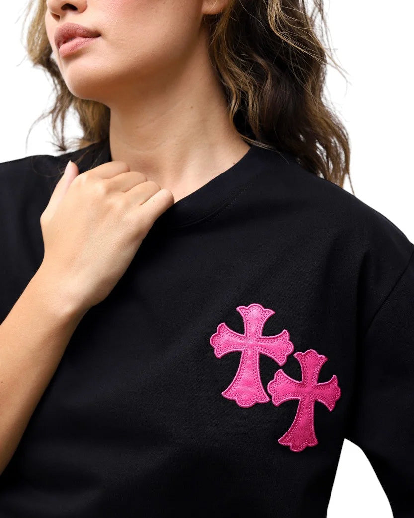 Футболка Chrome Hearts T-Shirt Black With Pink Logo CH109-BK