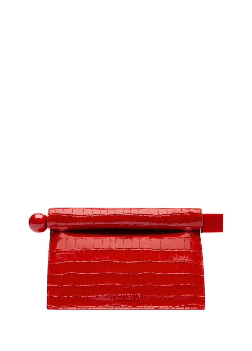 Jacquemus The Rond Carre Clutch Croc-Embossed Red