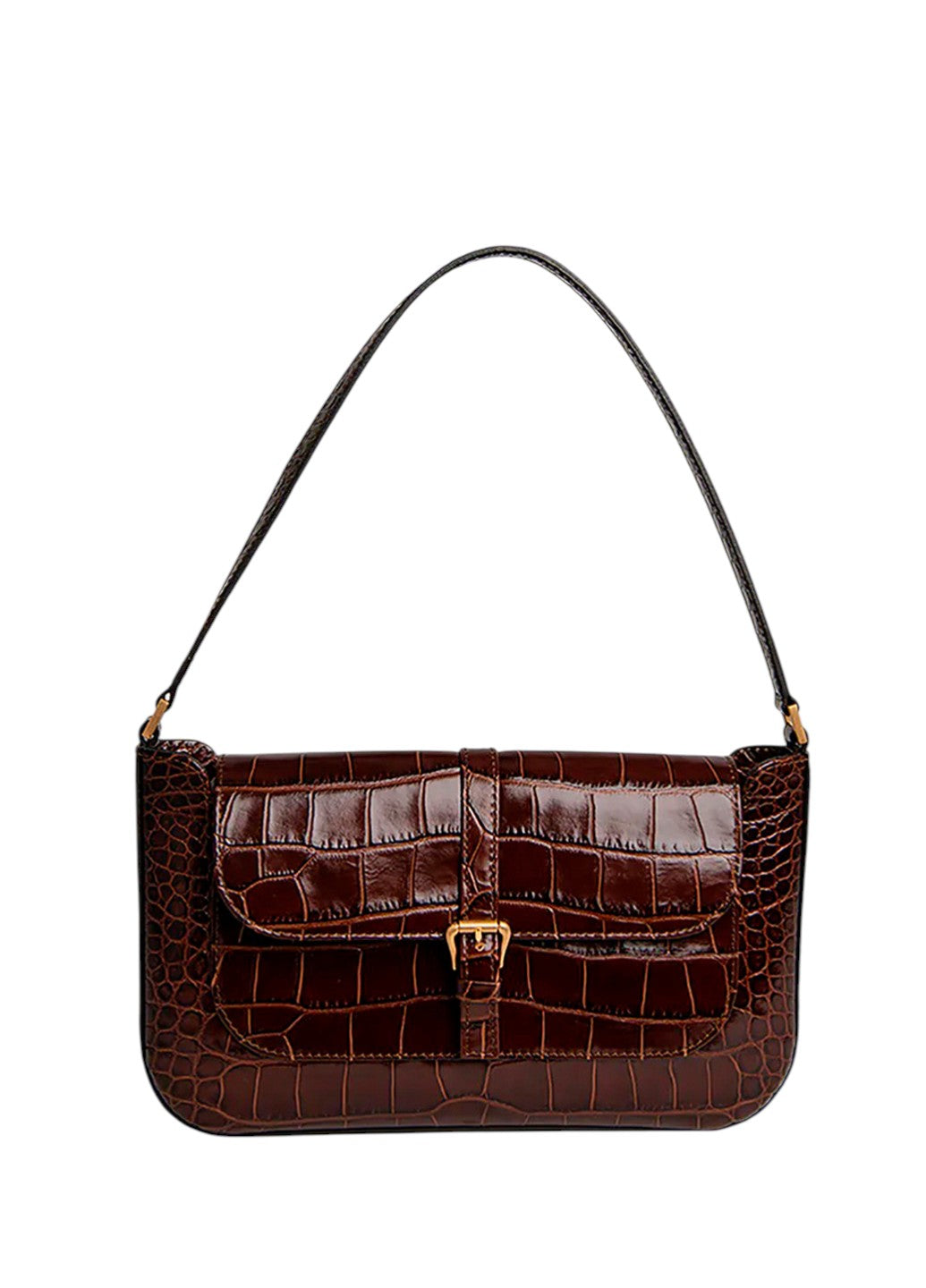 By Far Miranda Croco Embossed Leather Nutella