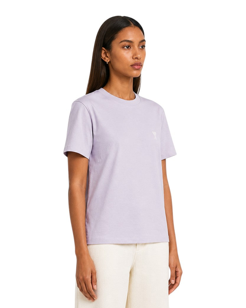 AMI Paris Ami De Coeur White Heart T-Shirt Light Purple