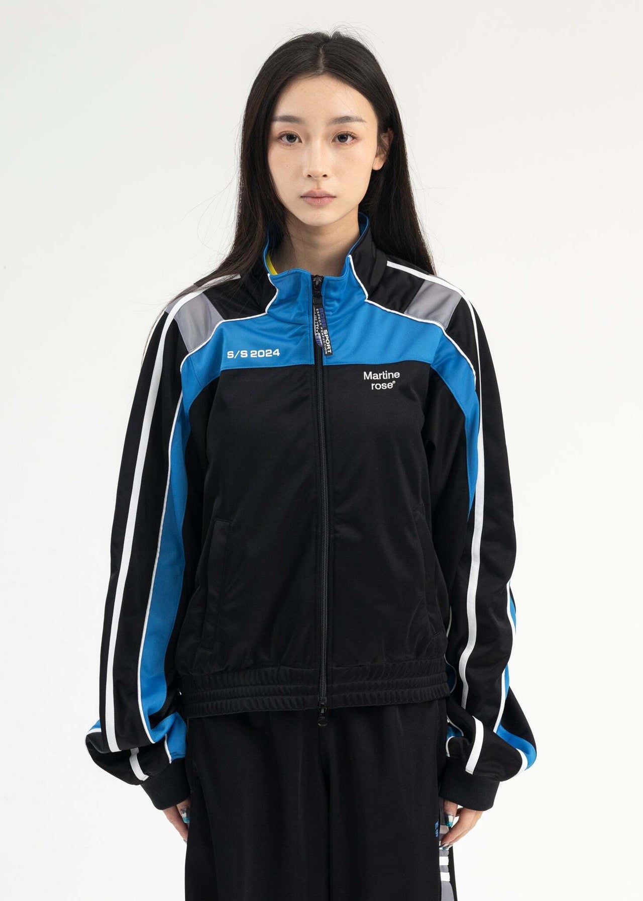 Martine Rose Shrunken Track Jacket Black/Blue