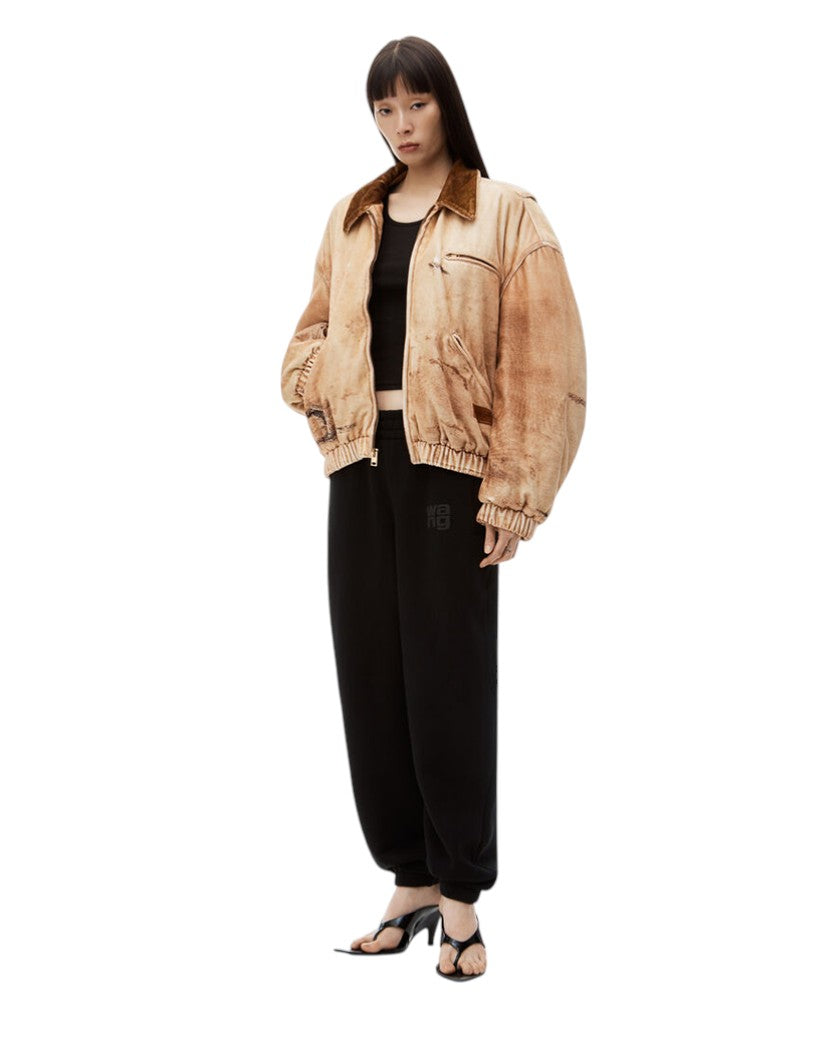Alexander Wang Puff Logo Sweatpant In Structured Terry Black