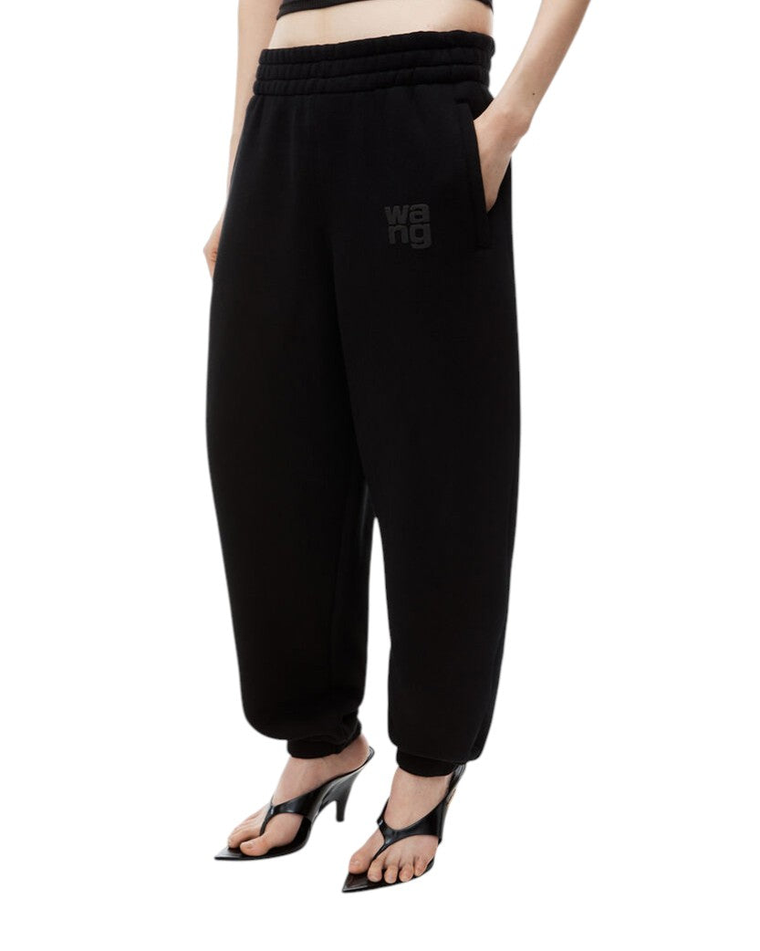 Alexander Wang Puff Logo Sweatpant In Structured Terry Black