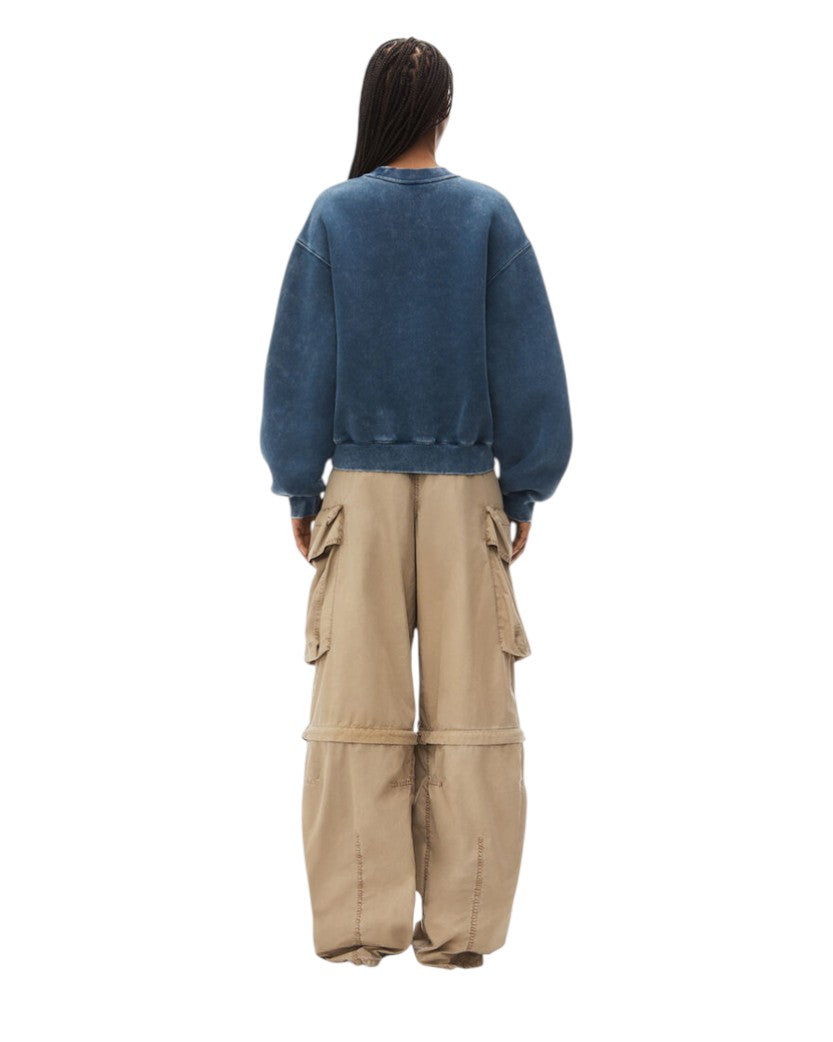 Alexander Wang Puff Logo Sweatshirt In Structured Terry Faded Blue
