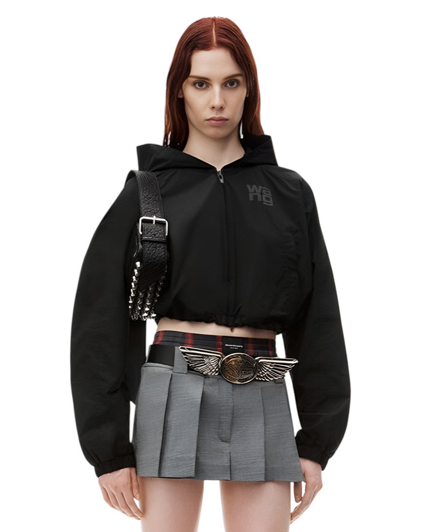 Alexander Wang Logo Cropped Bomber Jacket Black