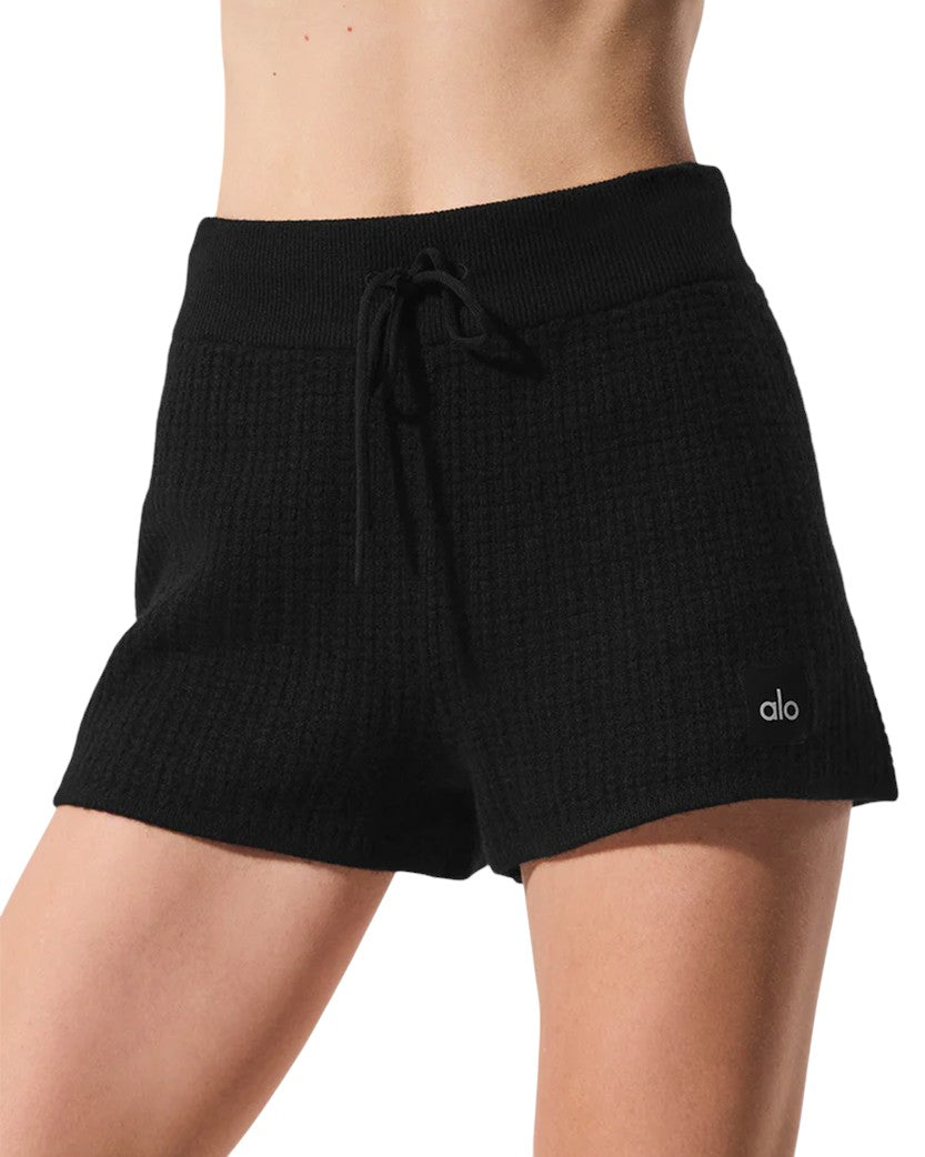 Alo Yoga Cashmere High-Waist Plush Waffle Short Black