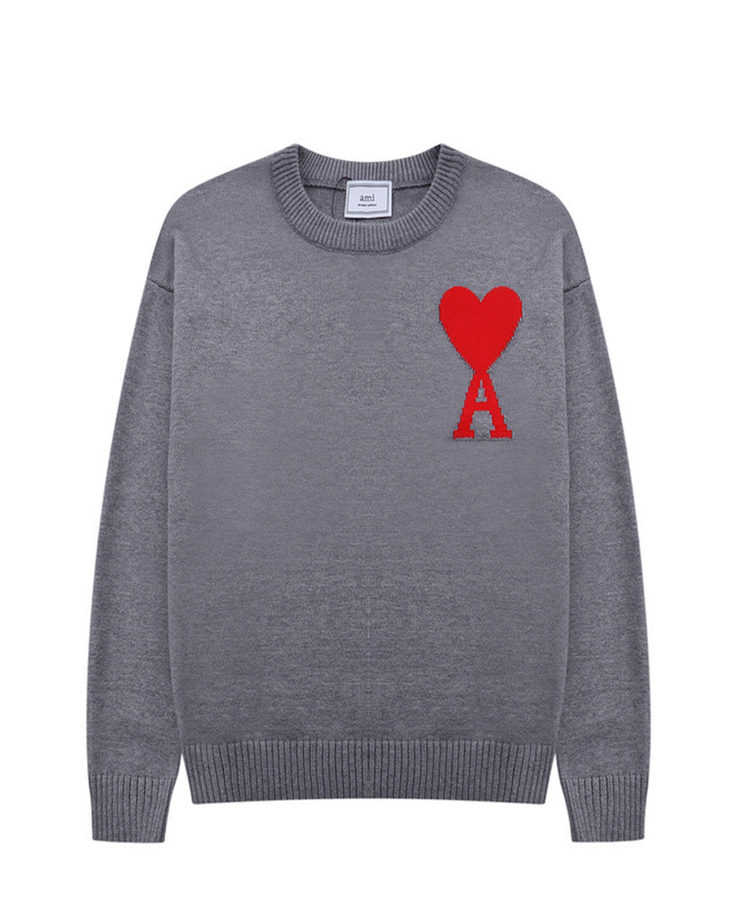 AMI Paris Ami De Coeur Oversize Sweater Grey