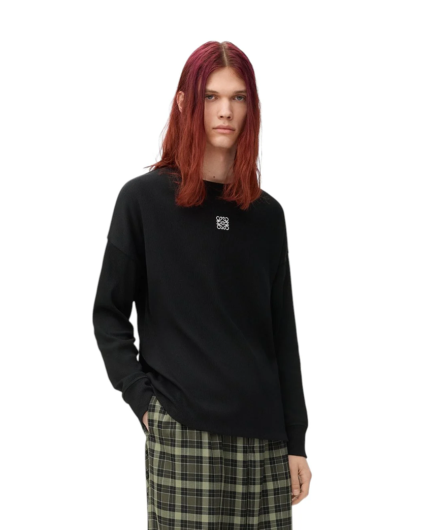 Loewe Oversized Fit Long Sleeve T-shirt in Cotton Black