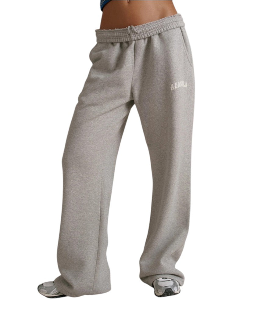 Adanola Varsity Straight Leg Sweatpants Grey Melange/Marshmallow White