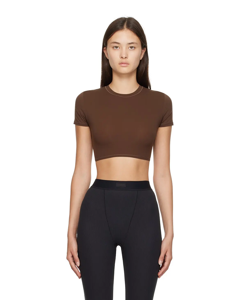 Skims Fits Everybody Super Cropped T-Shirt Cocoa