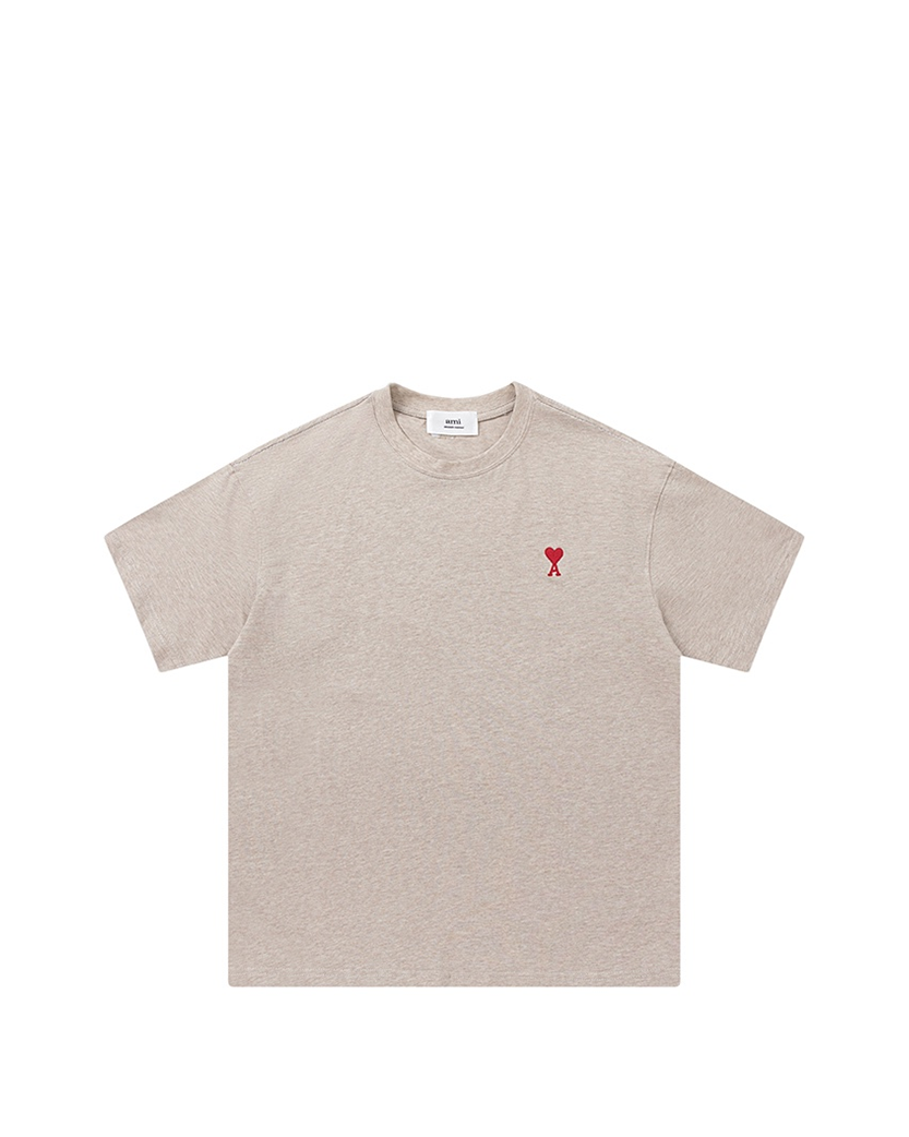 AMI Paris Ami De Coeur Small Logo T-Shirt Heather Beige