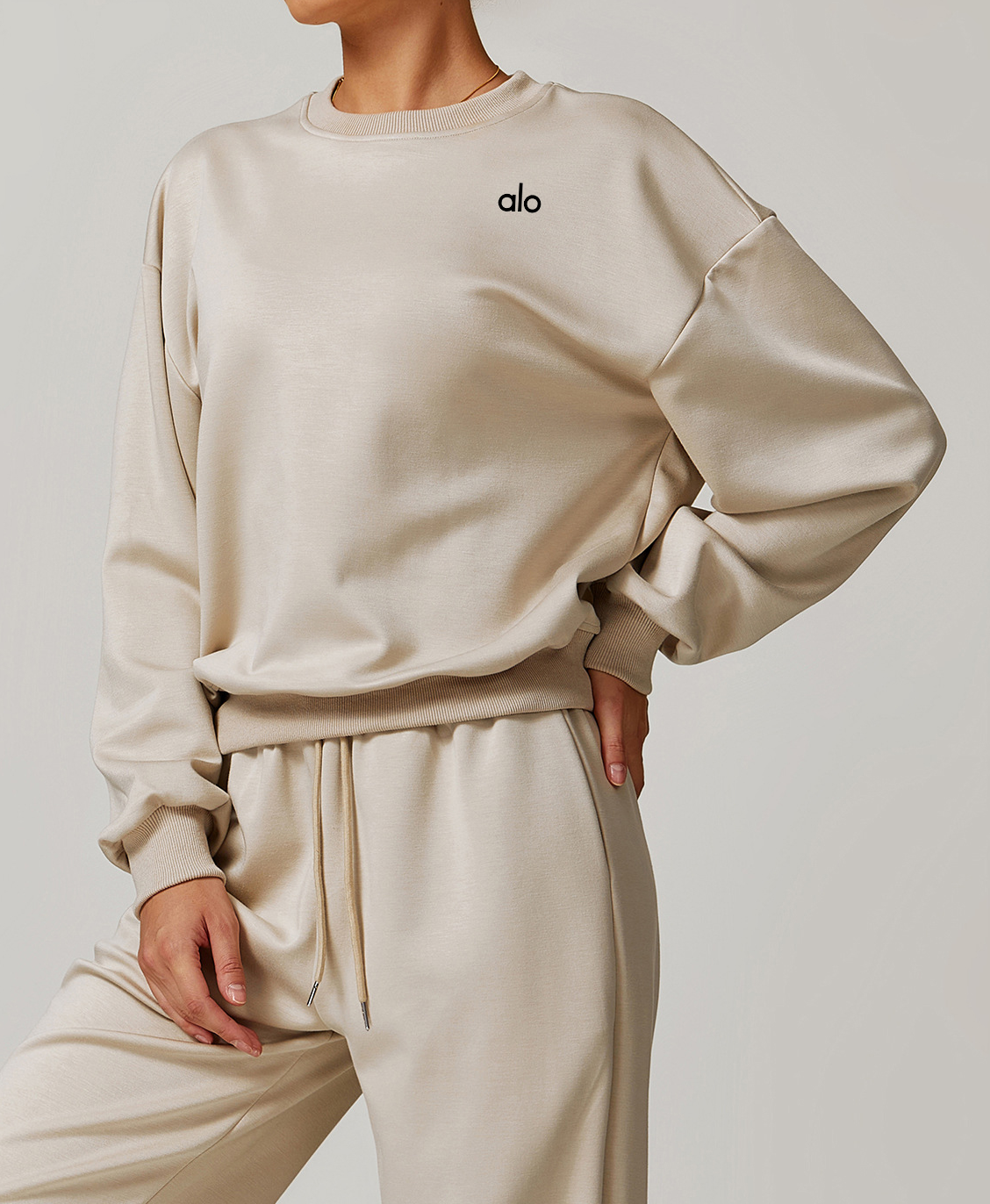 Alo Yoga Accolade Crew Neck Pullover Khaki px446-KH