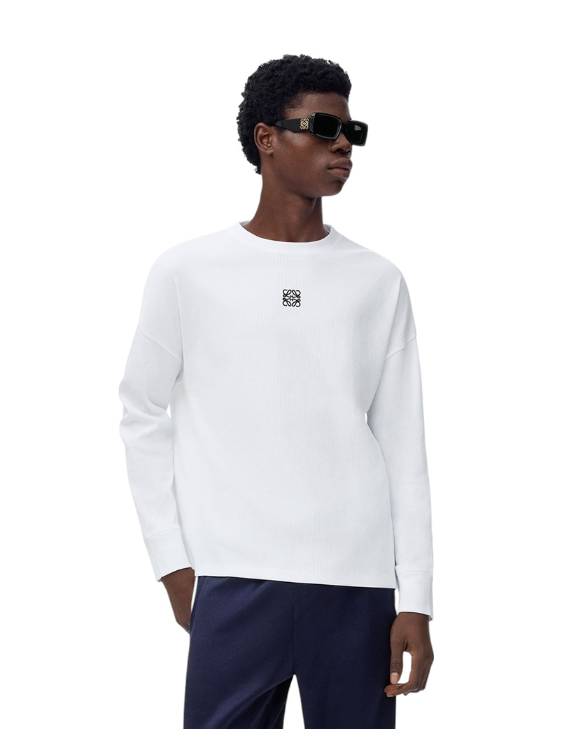 Loewe Oversized Fit Long Sleeve T-shirt in Cotton White