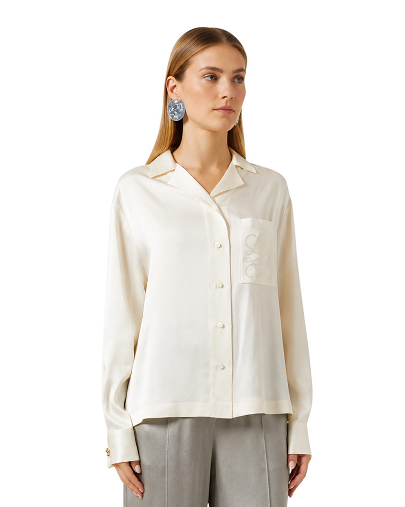 Loewe Anagram Silk Shirt White