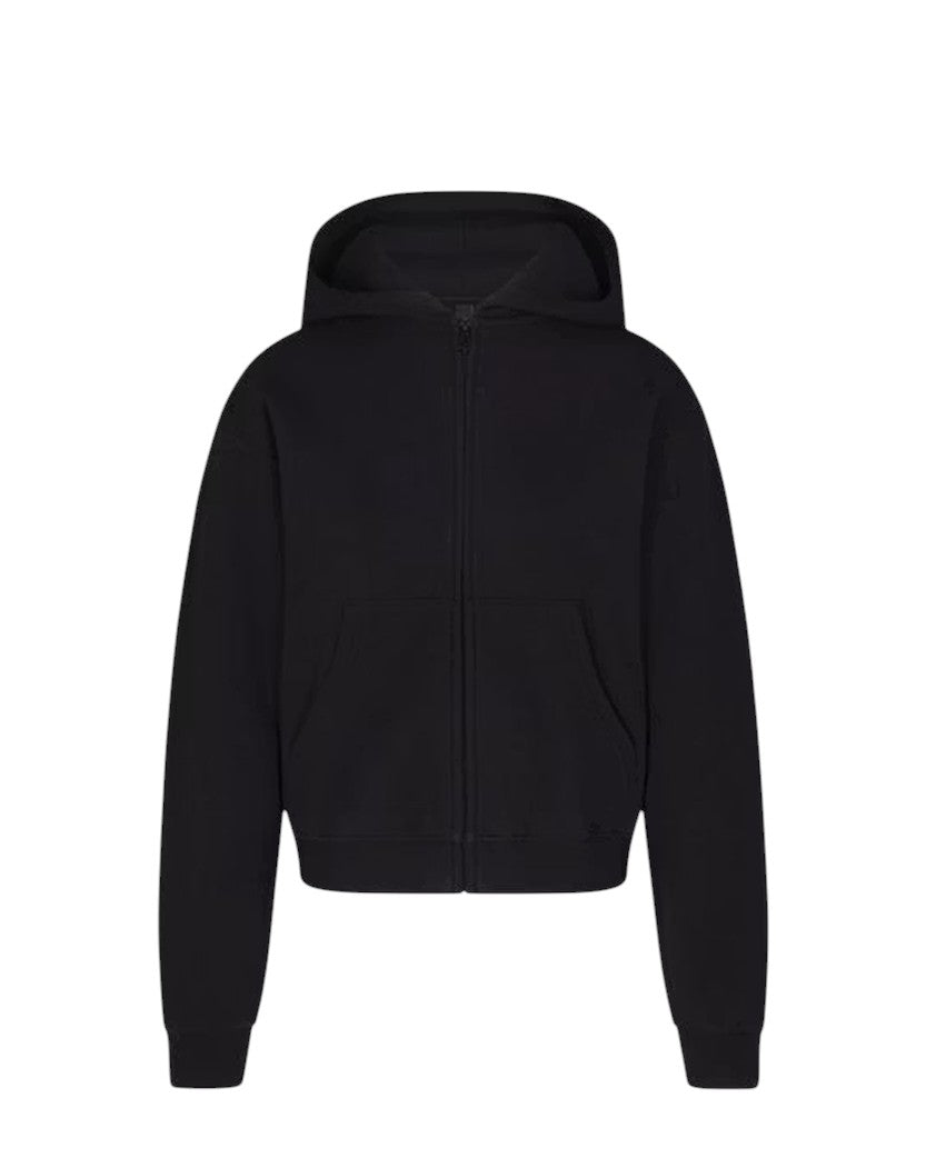 Skims French Terry Zip Up Hoodie Black