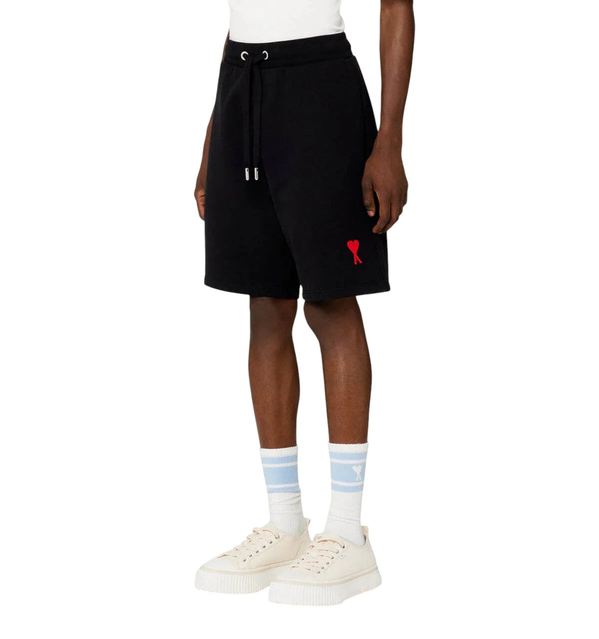 AMI Paris Embroidered-logo Track Shorts Black