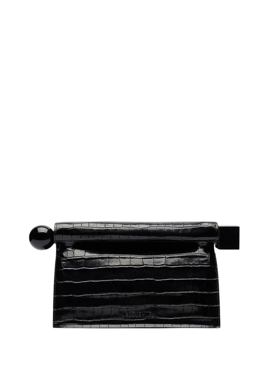 Jacquemus The Rond Carre Clutch Croc-Embossed Black