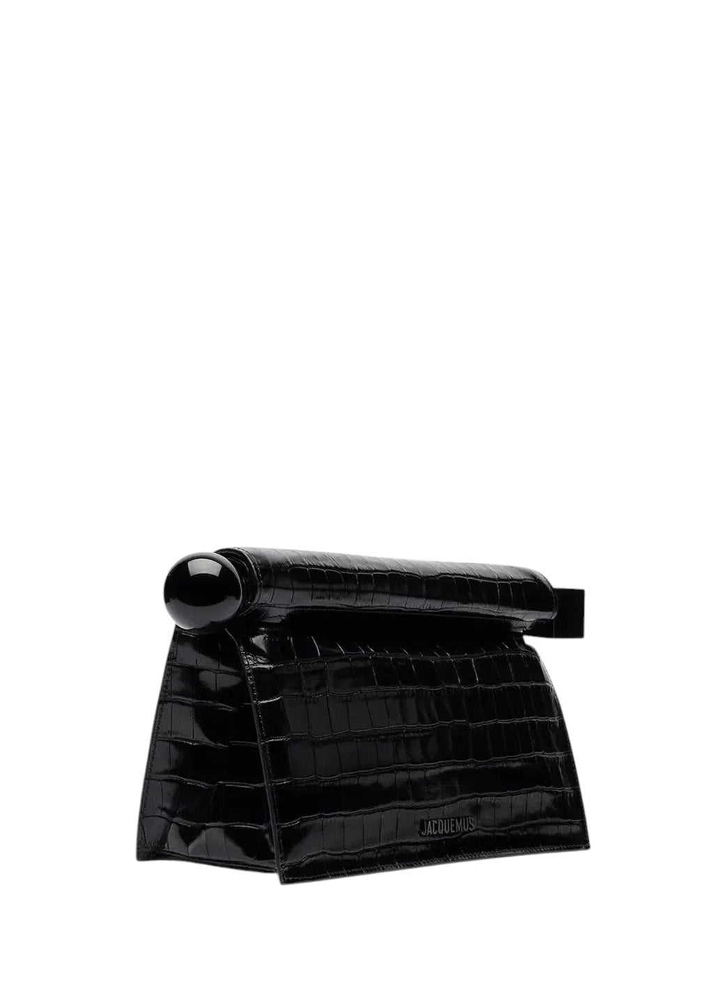 Jacquemus The Rond Carre Clutch Croc-Embossed Black