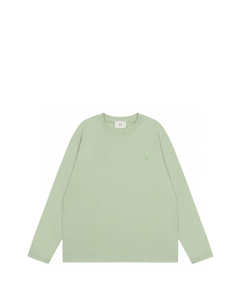 AMI Paris Ami De Coeur Tonal Small Heart Long Sleeve Light Green