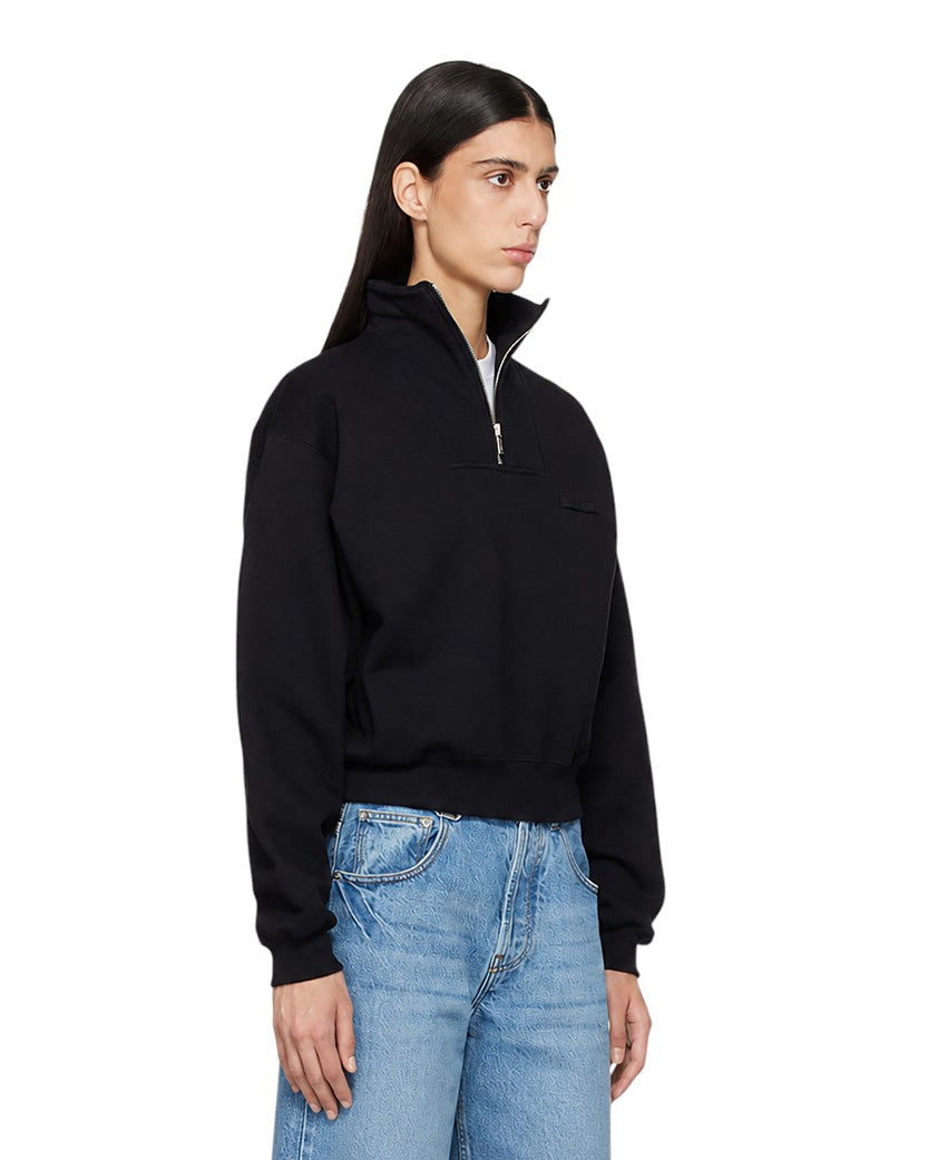 Jacquemus Gros Grain Zipped-Rollneck Sweatshirt Black