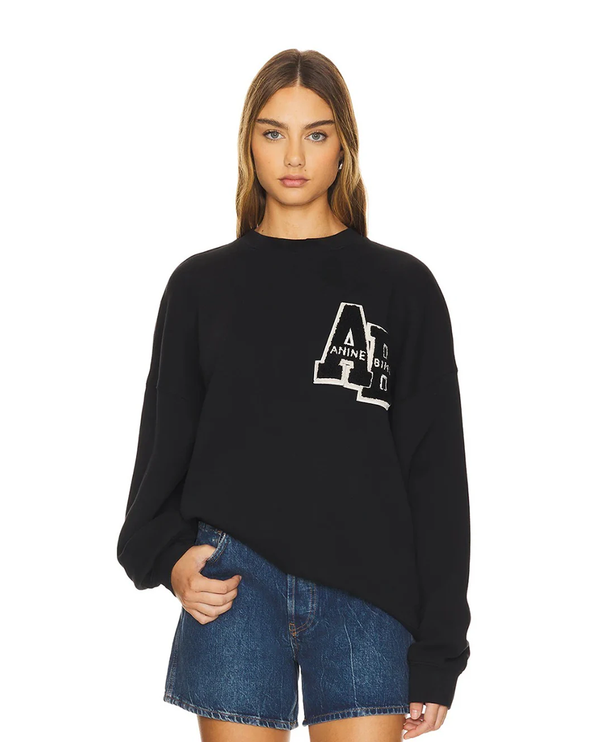 Anine Bing Miles Sweatshirt Letterman Black