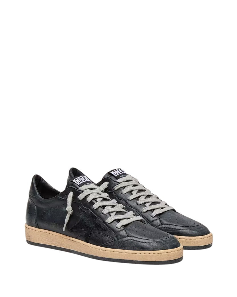 Golden Goose Ball Star in Black Nappa with Suede Star