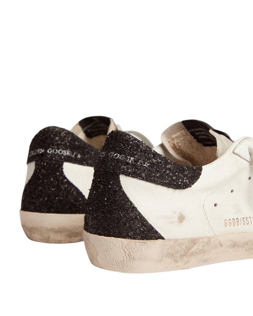 Кеди Golden Goose Super-Star with Gold Glitter Star and Black