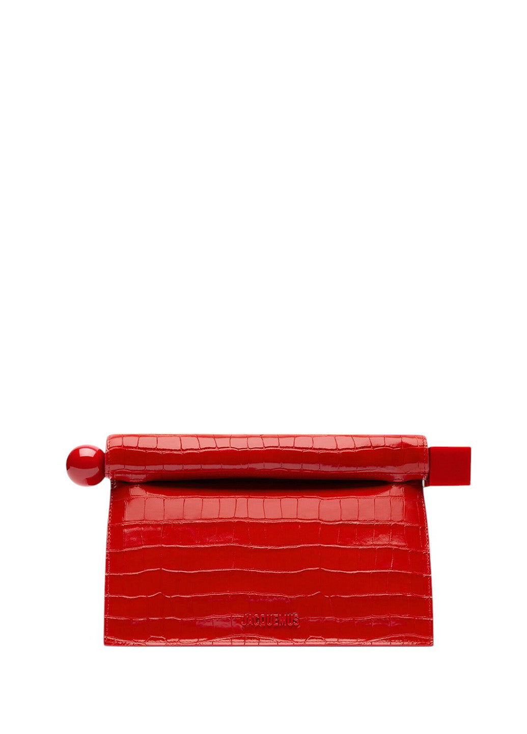 Jacquemus The Rond Carre Clutch Croc-Embossed Red