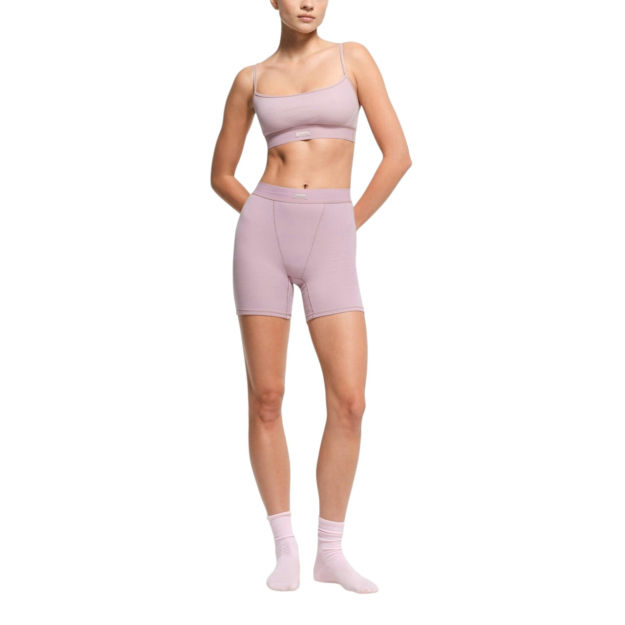 Skims Cotton Rib Scoop Bralette Dusk