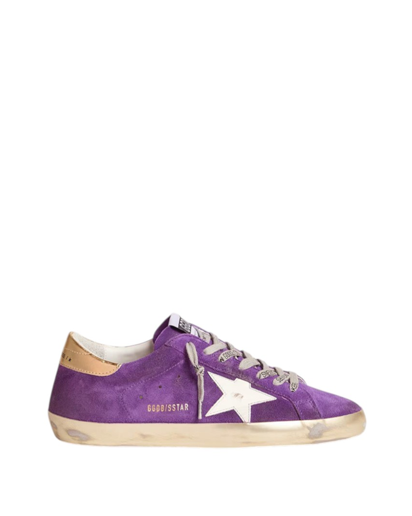 Golden Goose Super-Star in Purple Suede with Silver Star and Gold Heel Tab