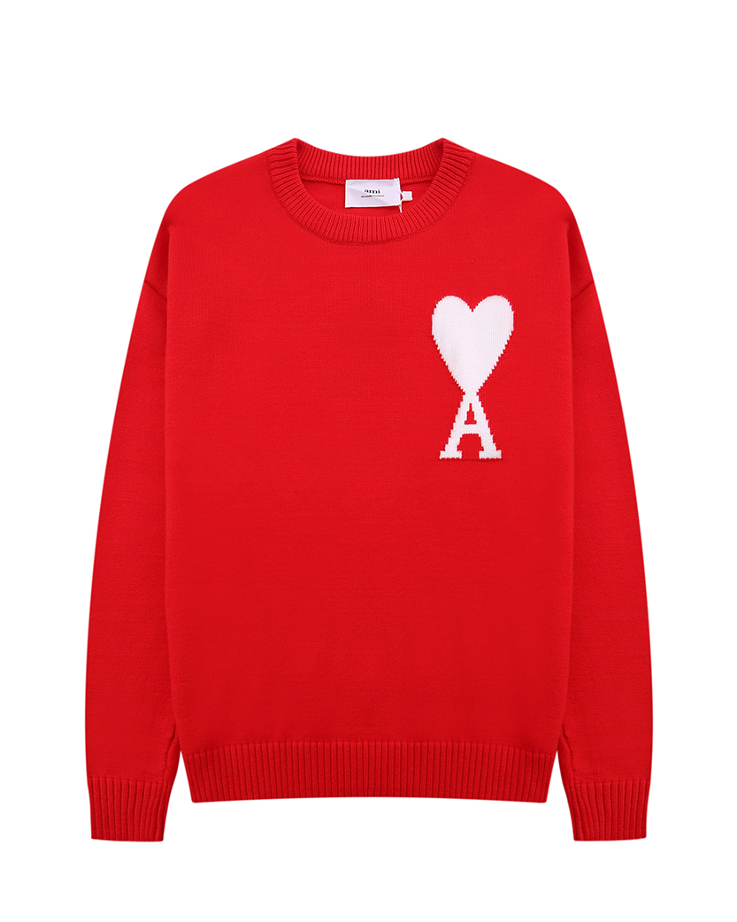 AMI Paris Ami de Coeur Oversize Sweater Red