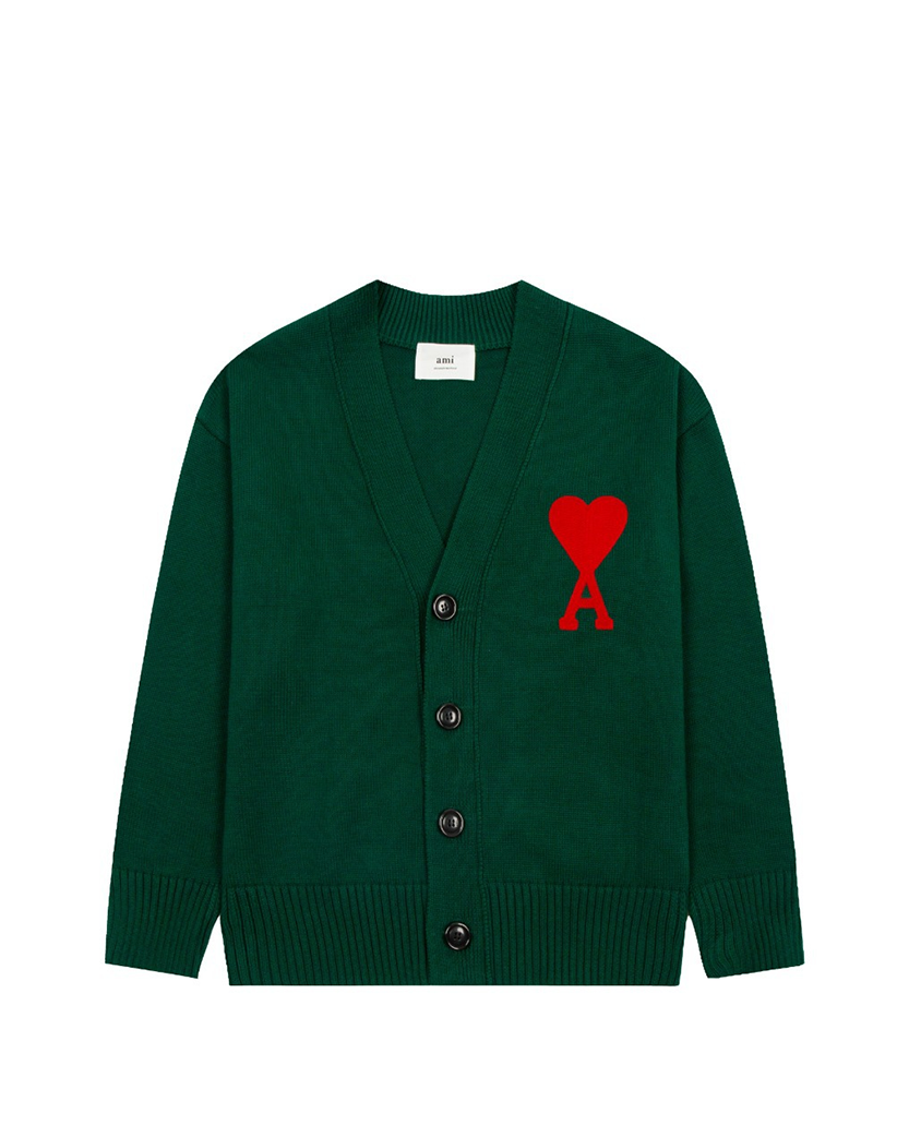 AMI Paris Ami de Coeur Cardigan Green
