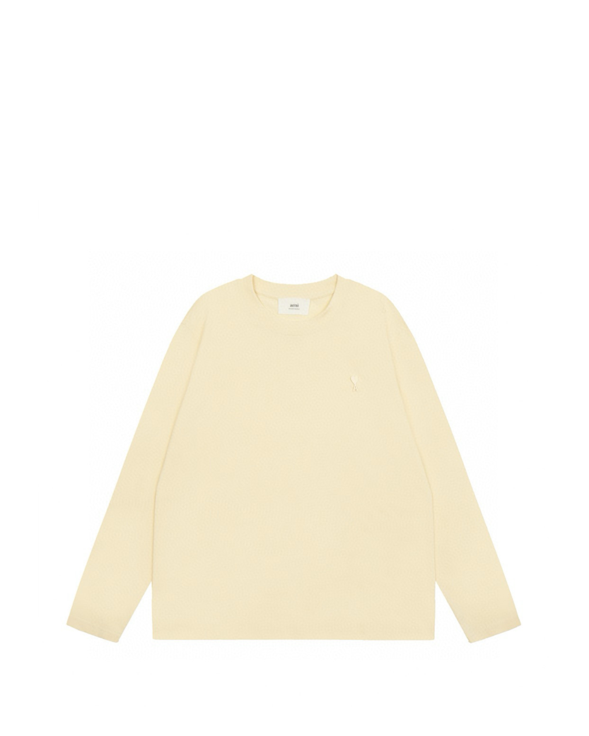 AMI Paris Ami De Coeur Tonal Small Heart Long Sleeve Yellow
