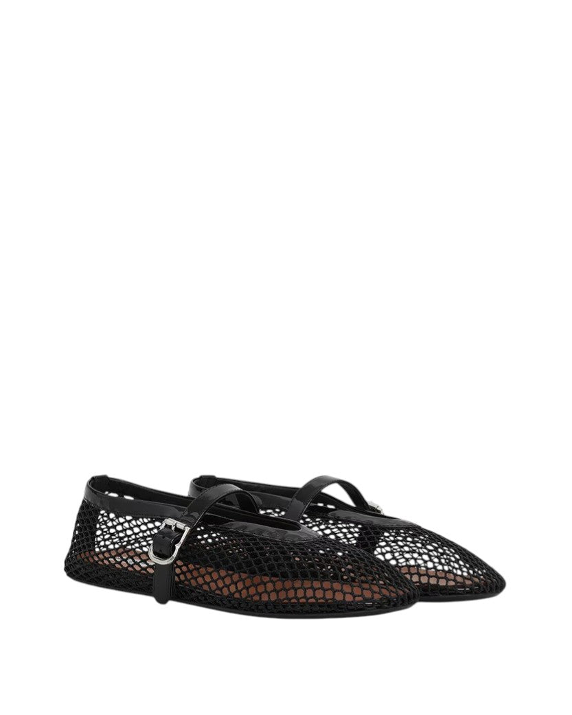 ALAIA Women's Ballet Flats In Fishnet Black